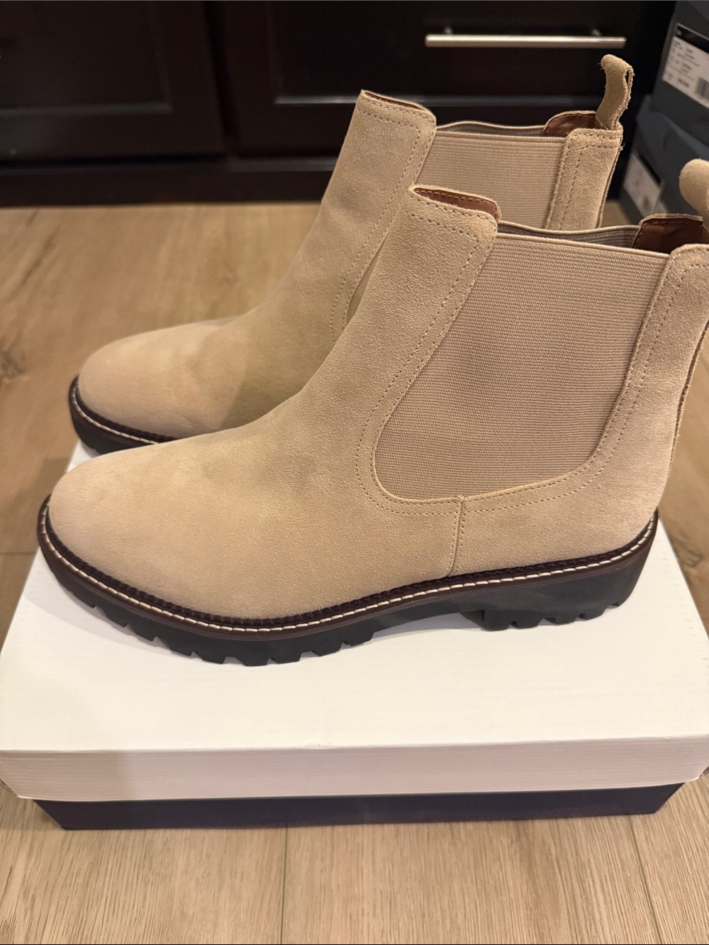Caslon Beige Suede Chelsea Booties